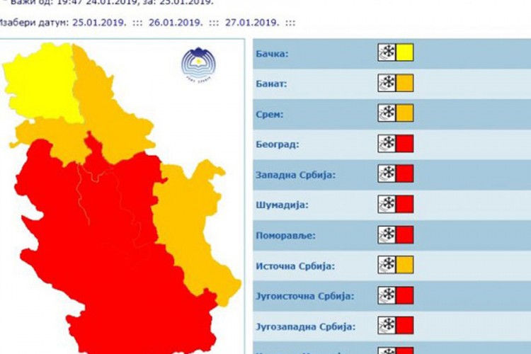 Snijeg upalio crveni meteoalarm u Srbiji